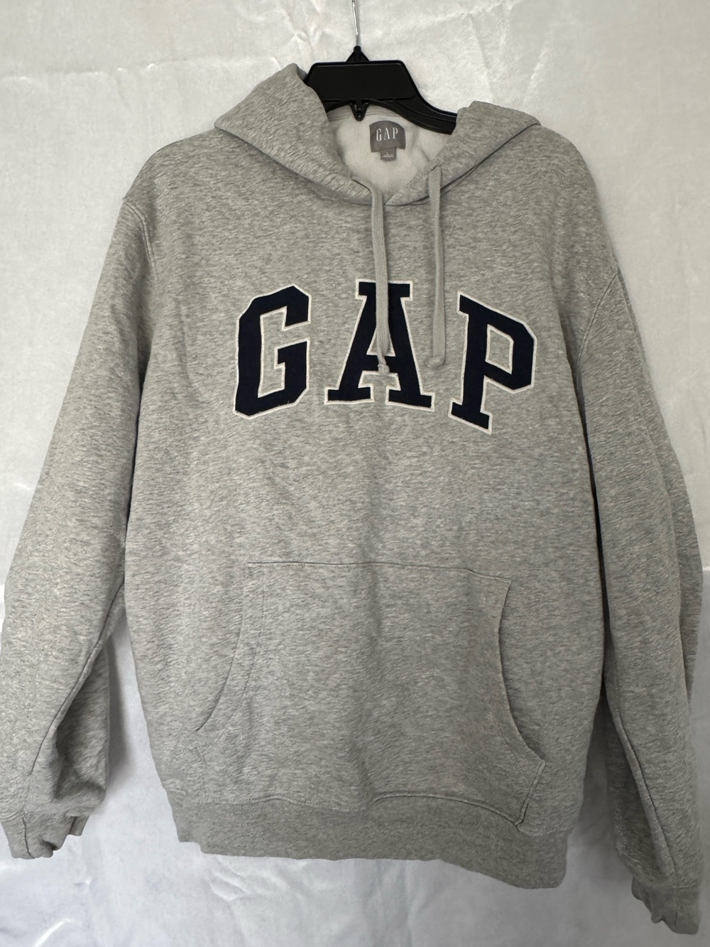 GAP Light Gray Hoodie with Navy Logo